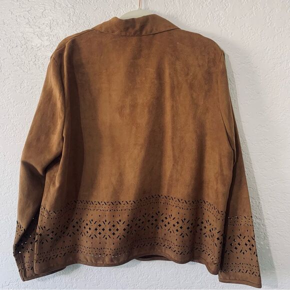 Vintage Napa Valley Faux Suede Cutout Brown Jacket/Shacket and Maxi Skirt Set - Picture 10 of 14